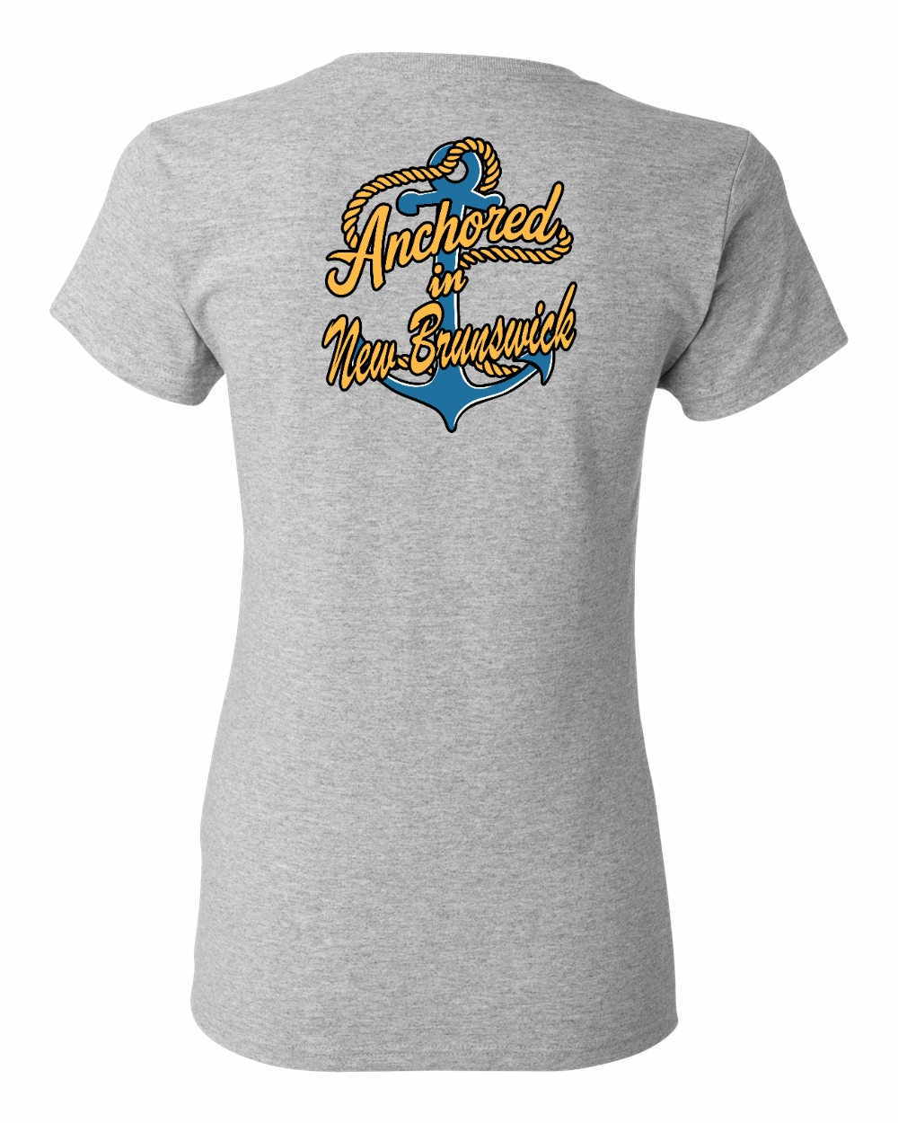 Anchored in New Brunswick Left Chest and Back Women's Tee