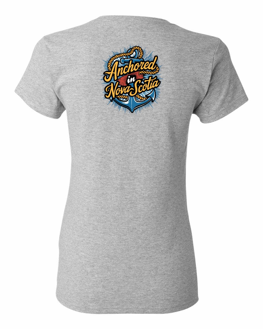 Anchored In Nova Scotia (Old Design) Left Chest and Back womens-tee