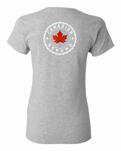 Canadian Strong Leaf Left Chest and Back Women's Tee