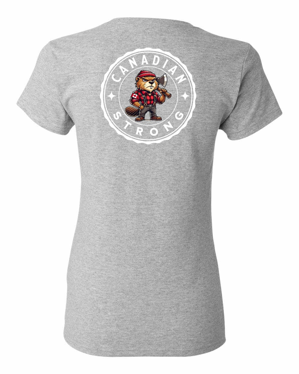 Canadian Strong Beaver Left Chest and Back Women's Tee