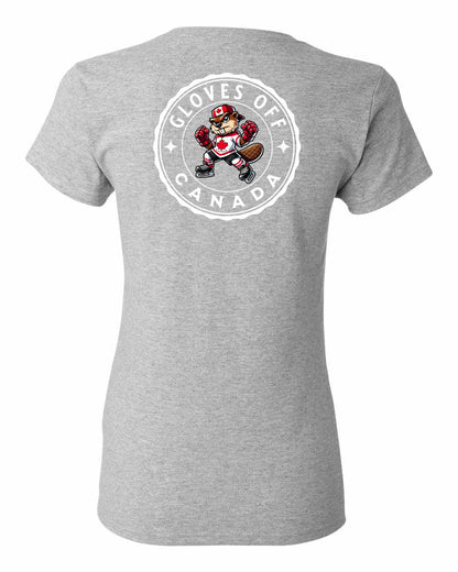 Gloves Off Beaver Left Chest And Back Women's Tee