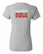 Living Alberta Made in NB Left Chest and Back Women's Tee