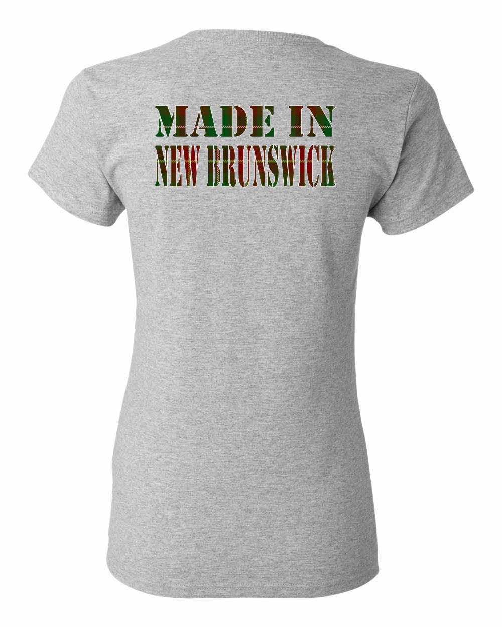 Made In New Brunswick ( Tartan Lettering) Left Chest and Back Women's Tee