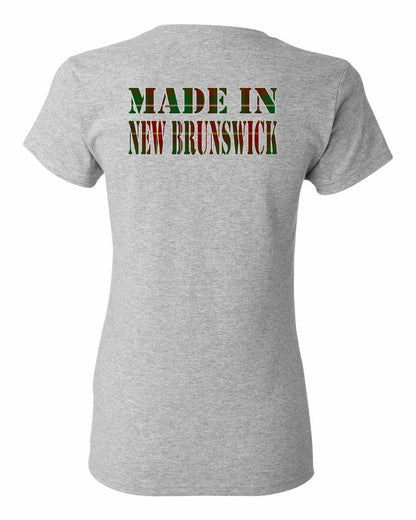 Made In New Brunswick ( Tartan Lettering) Left Chest and Back Women's Tee