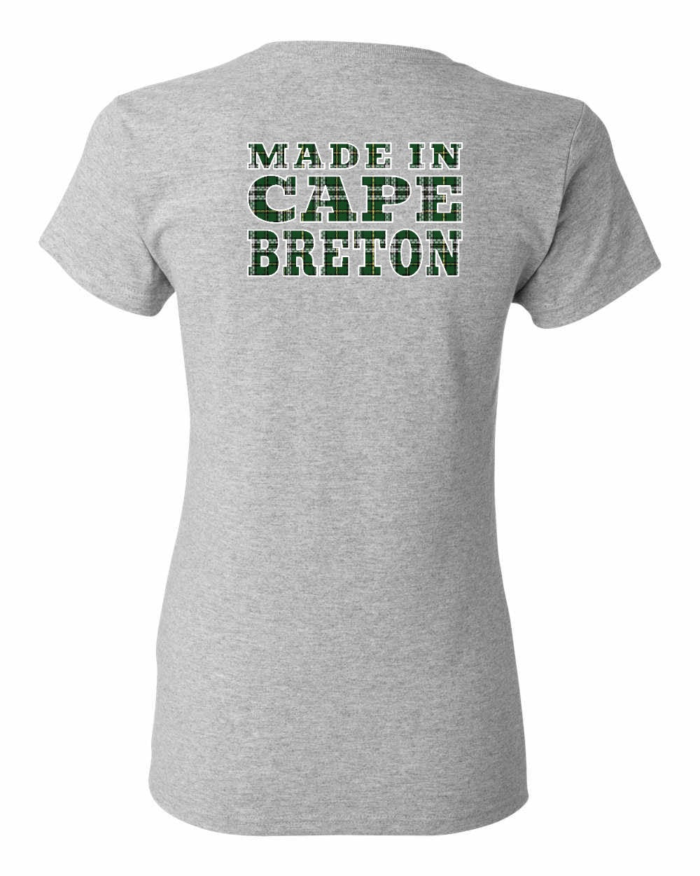 Made In Cape Breton Tartan Left Chest and Back Women's Tee