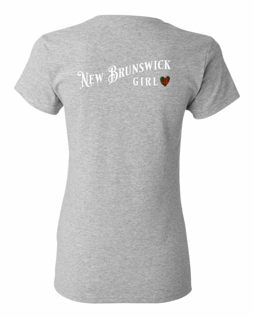 New Brunswick Girl Tartan heart Left Chest and Back Women's Tee