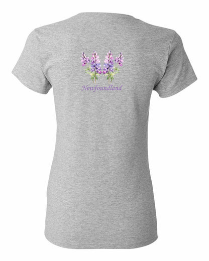 Newfoundland Lupins Left Chest and Back Women's Tee