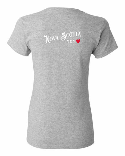 Nova Scotia Mom Left Chest and Back womens-tee