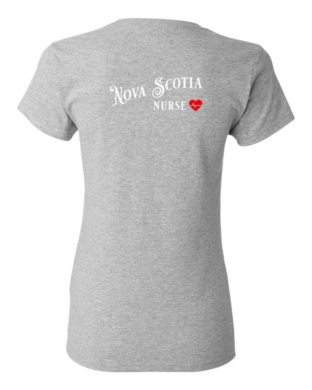 Nova Scotia Nurse Left Chest and Back womens-tee