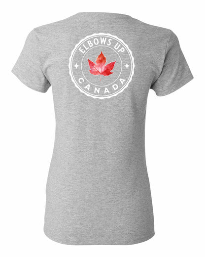 Elbows Up Leaf Left Chest and Back Women's Tee