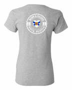 Born and Raised Heart Flag NS Left Chest and Back Women's Tee