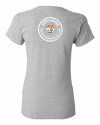 Born and Raised Heart Flag PEI Left Chest and Back Women's Tee