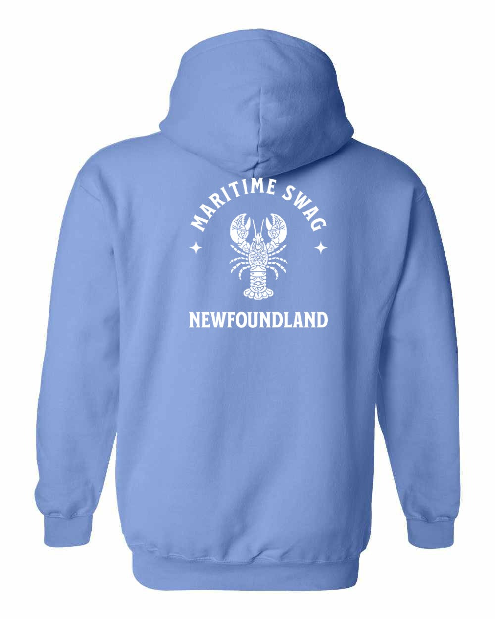Maritime Swag NFLD Mandala white Lobster Left Chest and Back Pullover Hoodie - Unisex