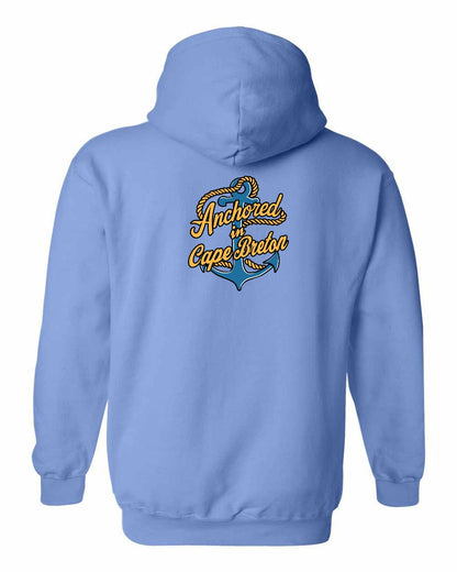 Anchored in Cape Breton (New Design) Left Chest and Back Pullover Hoodie