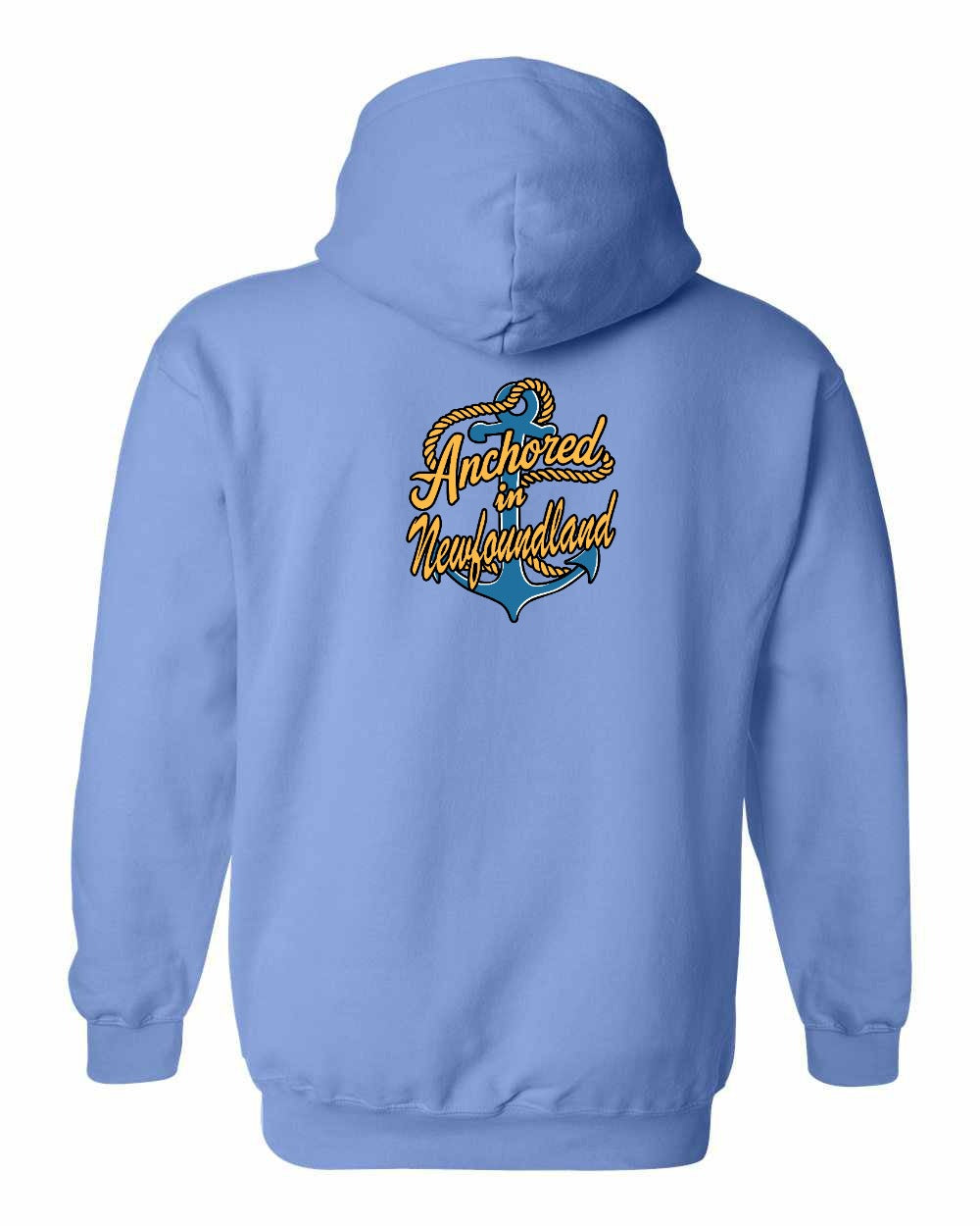 Anchored in NFLD (New Design) Left Chest and Back Pullover Hoodie - Unisex