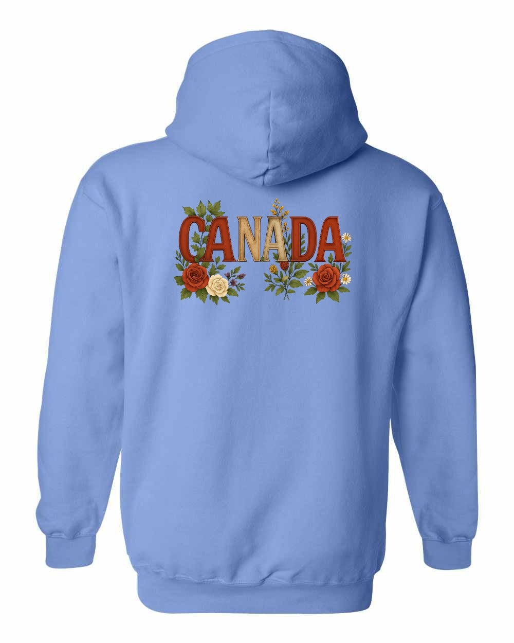 Canada Flowers Left Chest and Back Pullover Hoodie - Gildan Canada (sewn Internationally) - Unisex