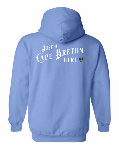 Just a Cape Breton Girl Tartan Left Chest and Back Pullover Hoodie