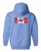 Made in Canada Flag Background Left Chest and Back Pullover Hoodie - Gildan Canada (sewn Internationally) - Unisex