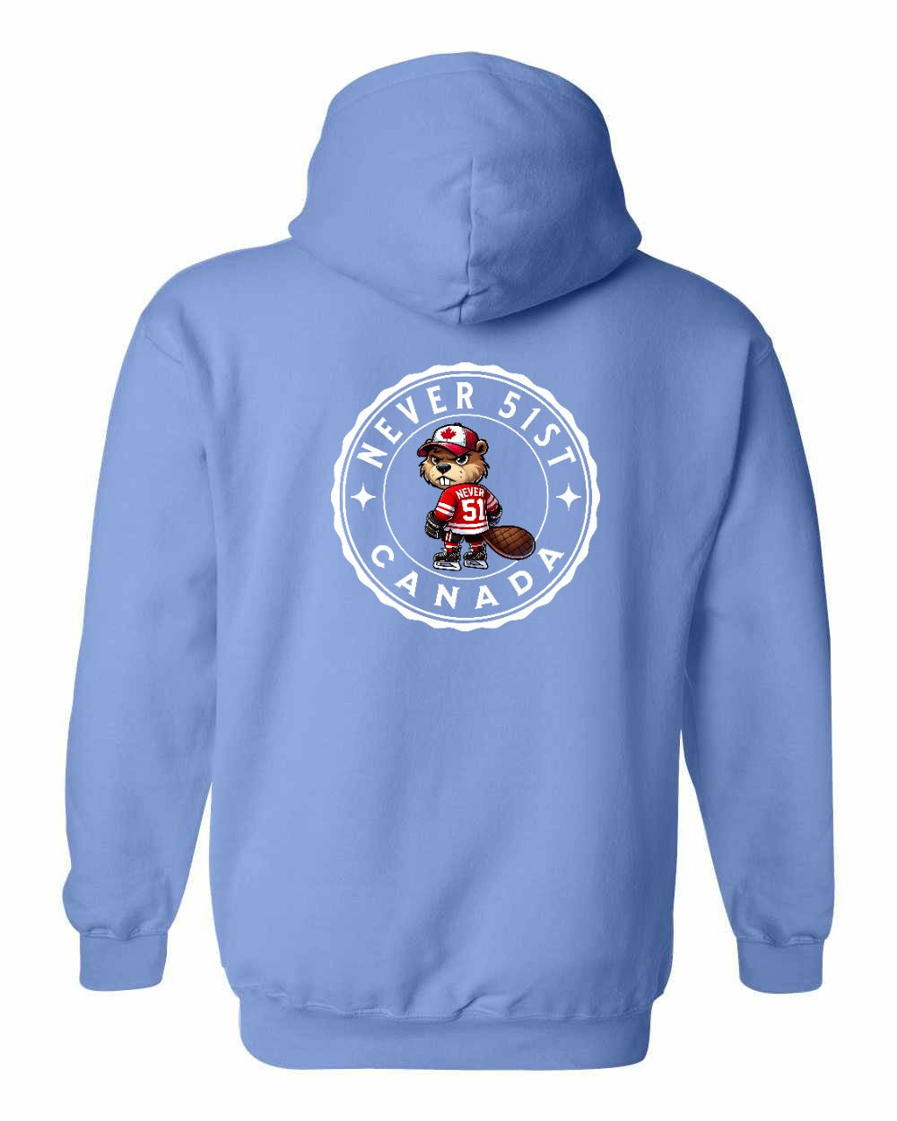 Never 51st Beaver Left Chest and Back Pullover Hoodie - Gildan Canada (sewn Internationally) - Unisex