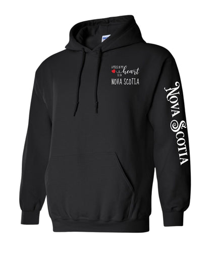 A piece of my heart is in Nova Scotia ( Red Heart ) Left Chest and Sleeve Pullover Hoodie