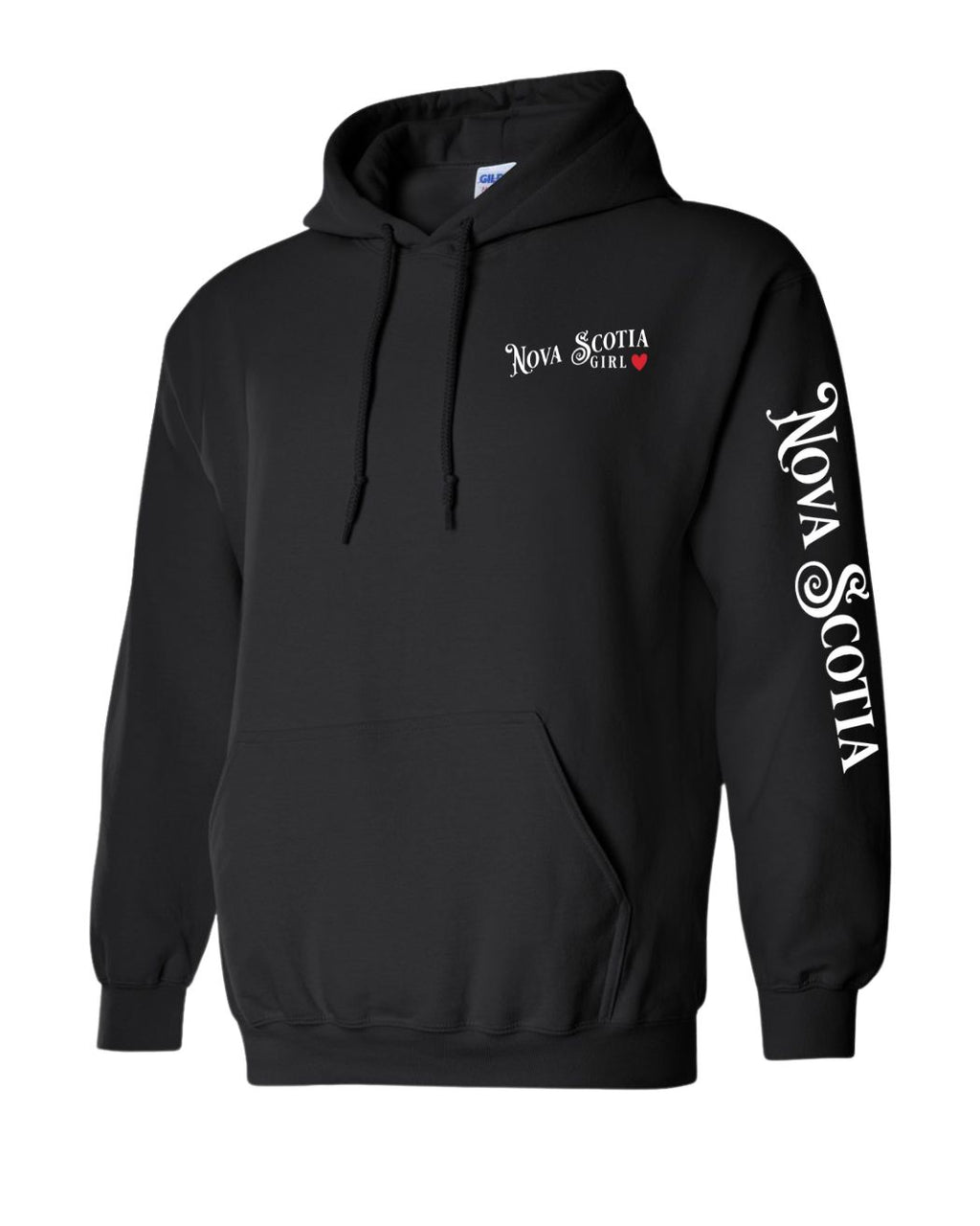 NS Girl Red Heart Left Chest and Sleeve Pullover Hoodie - Unisex