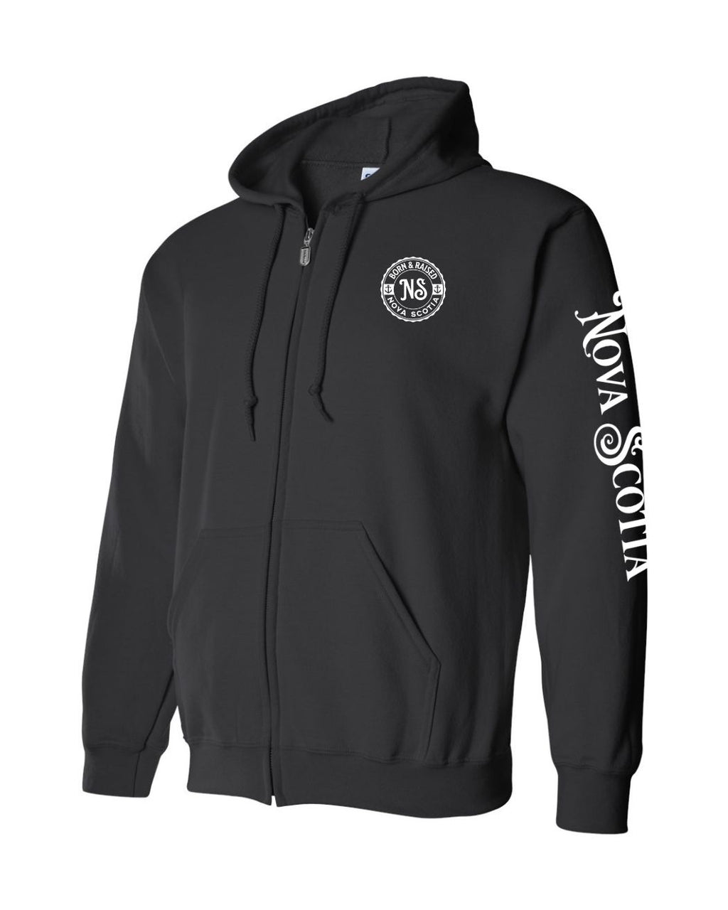 Born And Raised NS Left Chest and Sleeve Zip Hoodie - Unisex