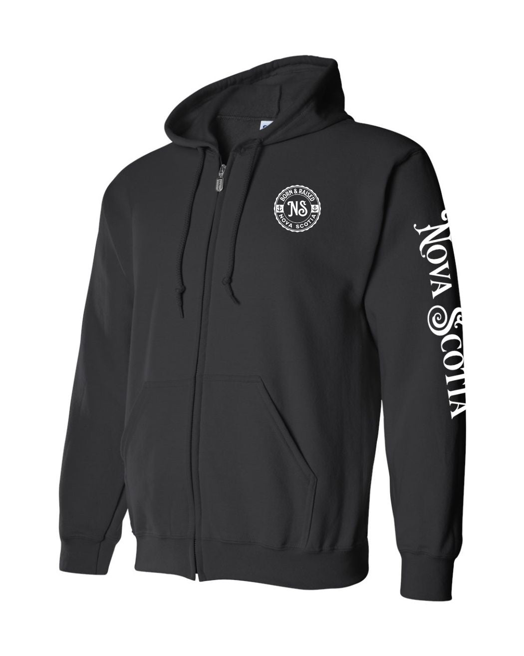 Born And Raised NS Left Chest and Sleeve Zip Hoodie - Unisex