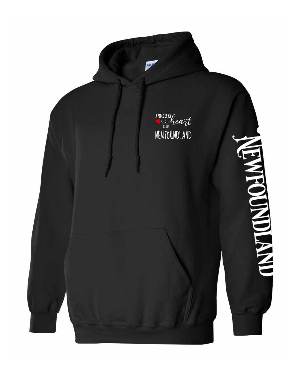 A piece of my Heart NFLD Left Chest (Red Heart) and Sleeve Pullover Hoodie - Unisex