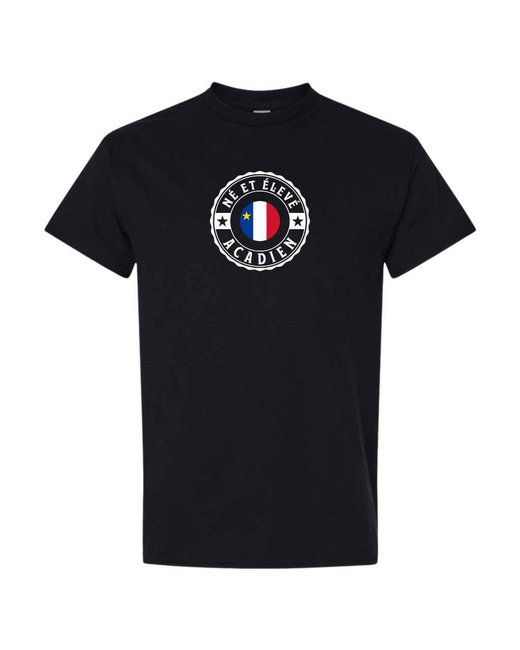 Ne Et Eleve Acadien with Acadian Flag Center Men's Tee