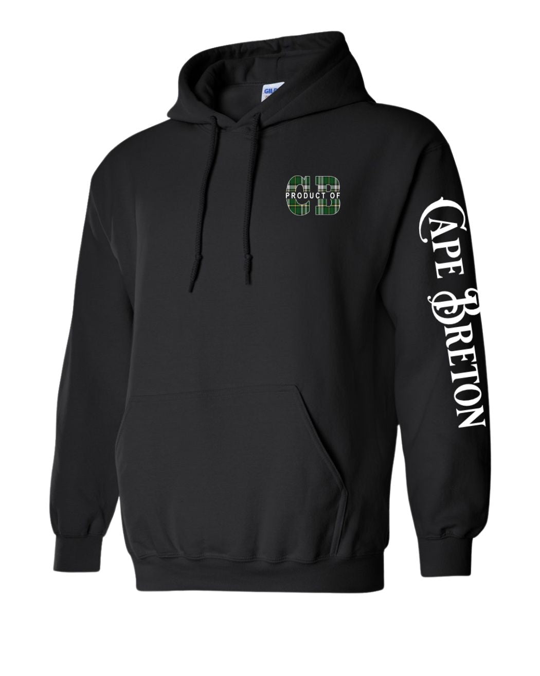 Product of Cape Breton Left chest and Sleeve Pullover Hoodie