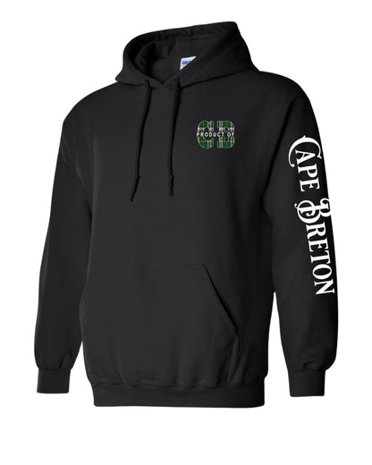 Product of Cape Breton Left chest and Sleeve Pullover Hoodie