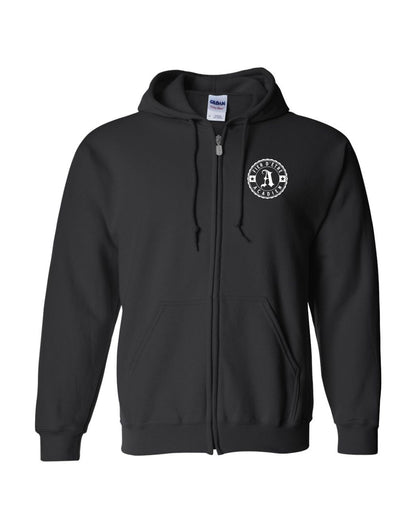 Fier D'etre Acadien White Design Left Chest Only French Zip Hoodie