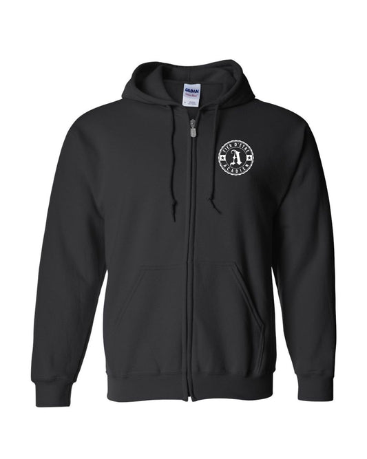 Fier D'etre Acadien White Design Left Chest Only French Zip Hoodie