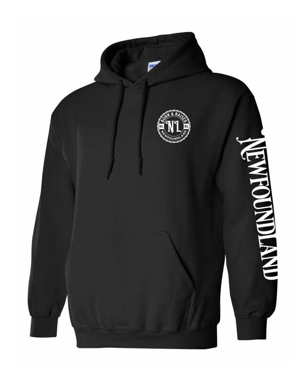 Born and Raised NFLD Left Chest and Sleeve Pullover Hoodie - Unisex