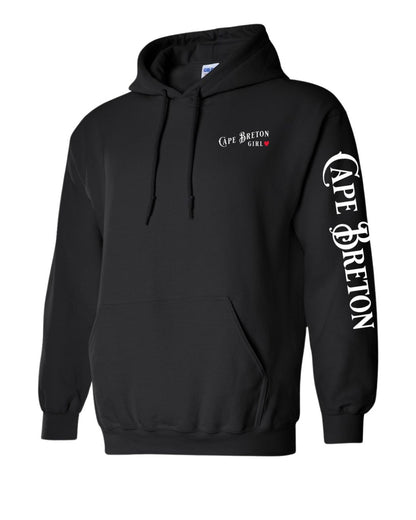Cape Breton Girl Red Heart Left chest and Sleeve Pullover Hoodie
