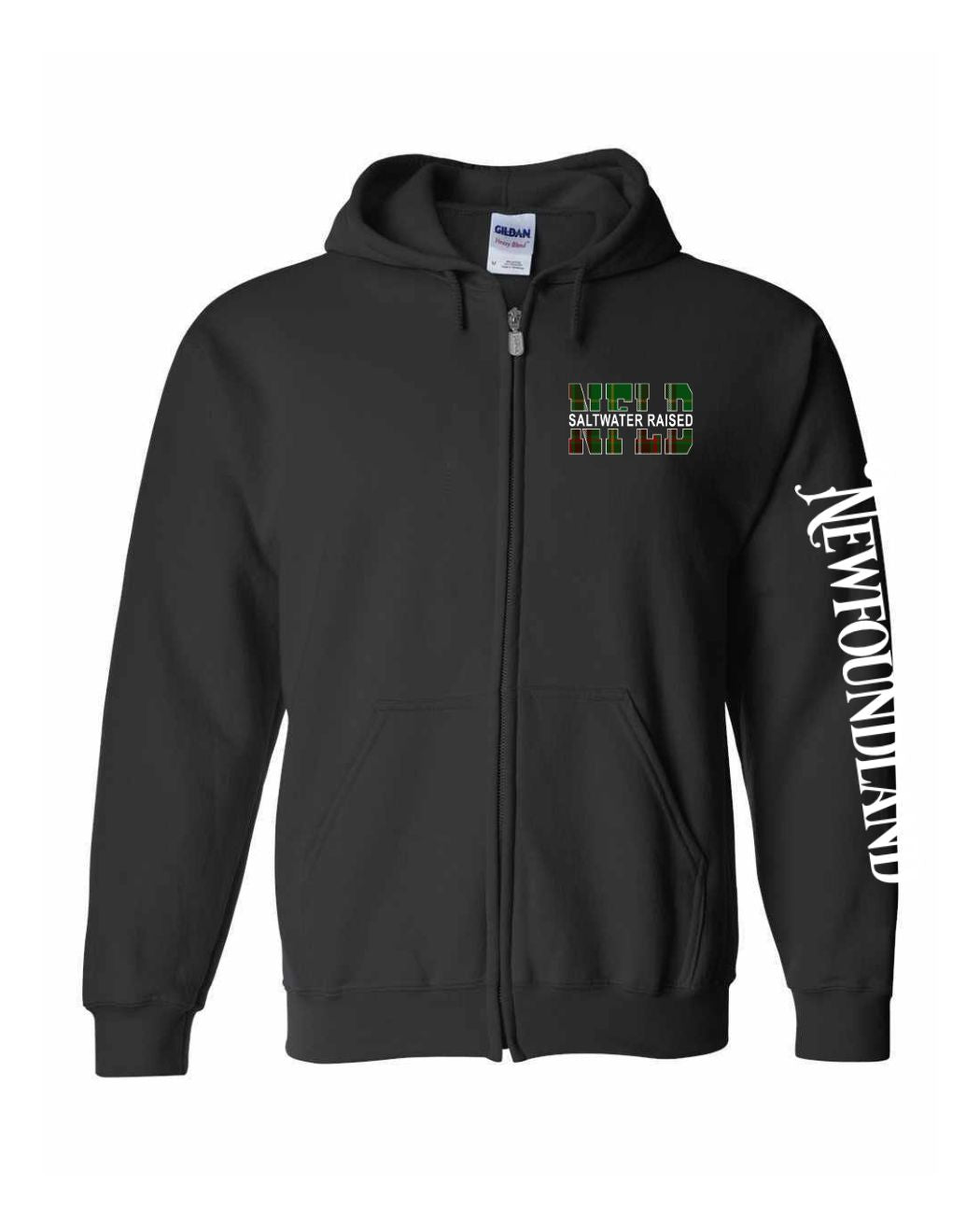 NFLD Saltwater Raised Left Chest And Sleeve Zip Hoodie - Unisex