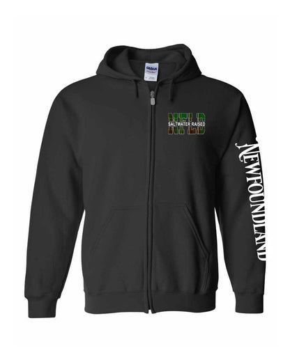 Newfoundland Saltwater Raised Left Chest And Sleeve Zip Hoodie