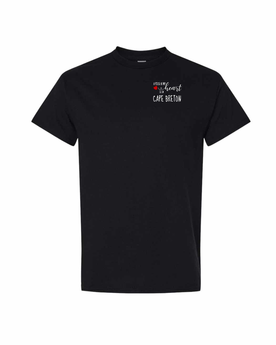 A piece of My heart in Cape Breton (Red Heart) Left Chest and Back Men's Tee