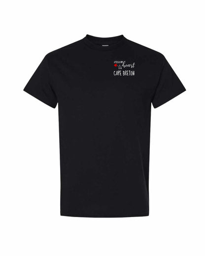 A piece of My heart in Cape Breton (Red Heart) Left Chest and Back Men's Tee