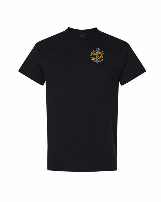 Anchored in Nova Scotia (New Design) Left Chest and Back mens-tee