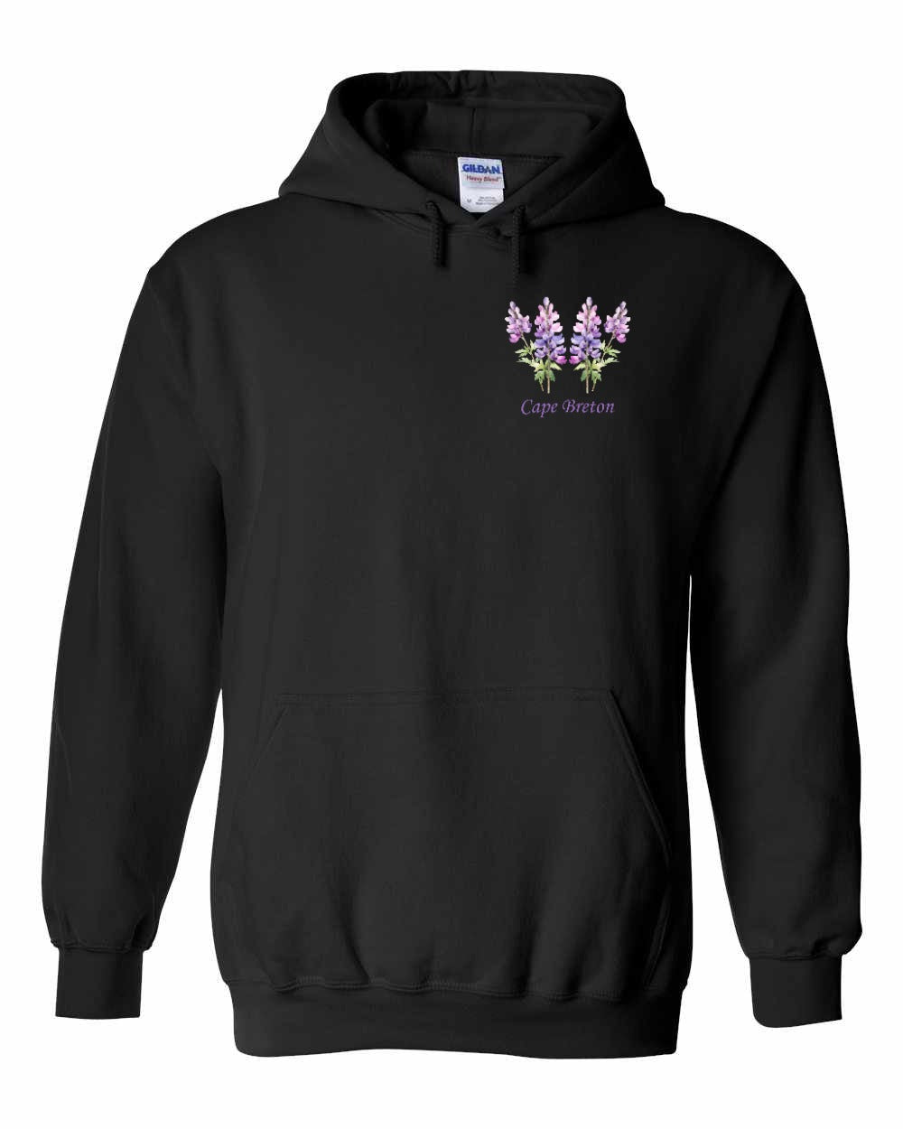 Cape Breton Lupin Left Chest and Back Pullover Hoodie