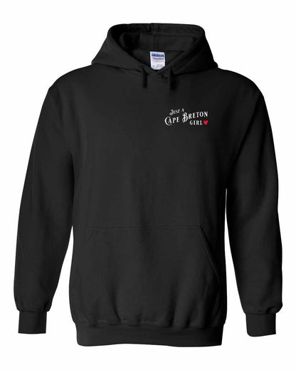 Just a Cape Breton Girl Red Heart Left Chest Pullover Hoodie