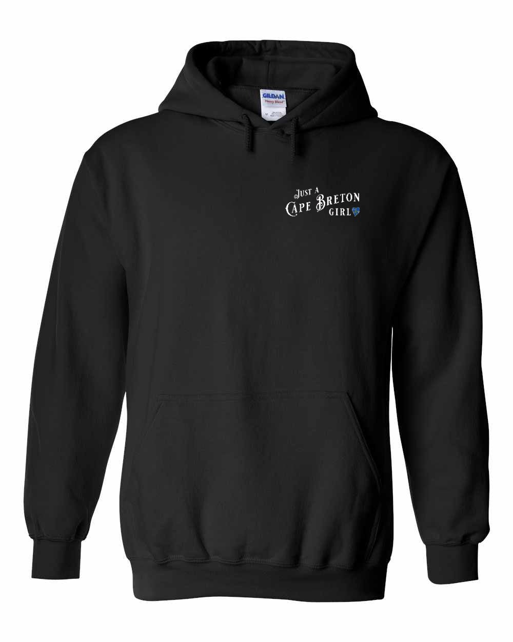 Just a Cape Breton Girl Tartan Left Chest and Back Pullover Hoodie