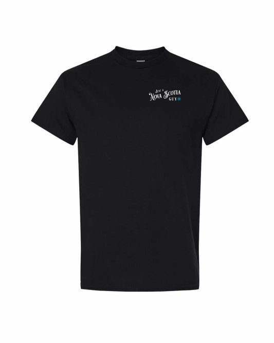 Just a Nova Scotia Guy blue Left Chest and Back mens-tee