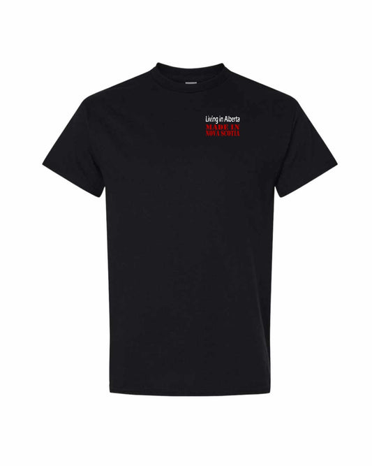 Living Alberta Made in Nova Scotia Left Chest and Back mens-tee