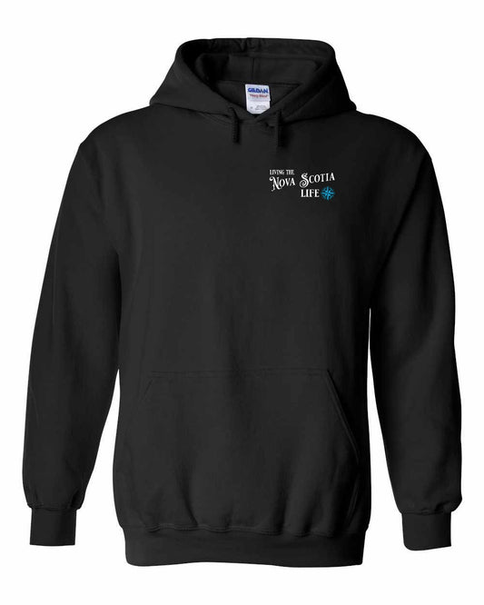 Living the Nova Scotia Life blue Left Chest and Back pullover