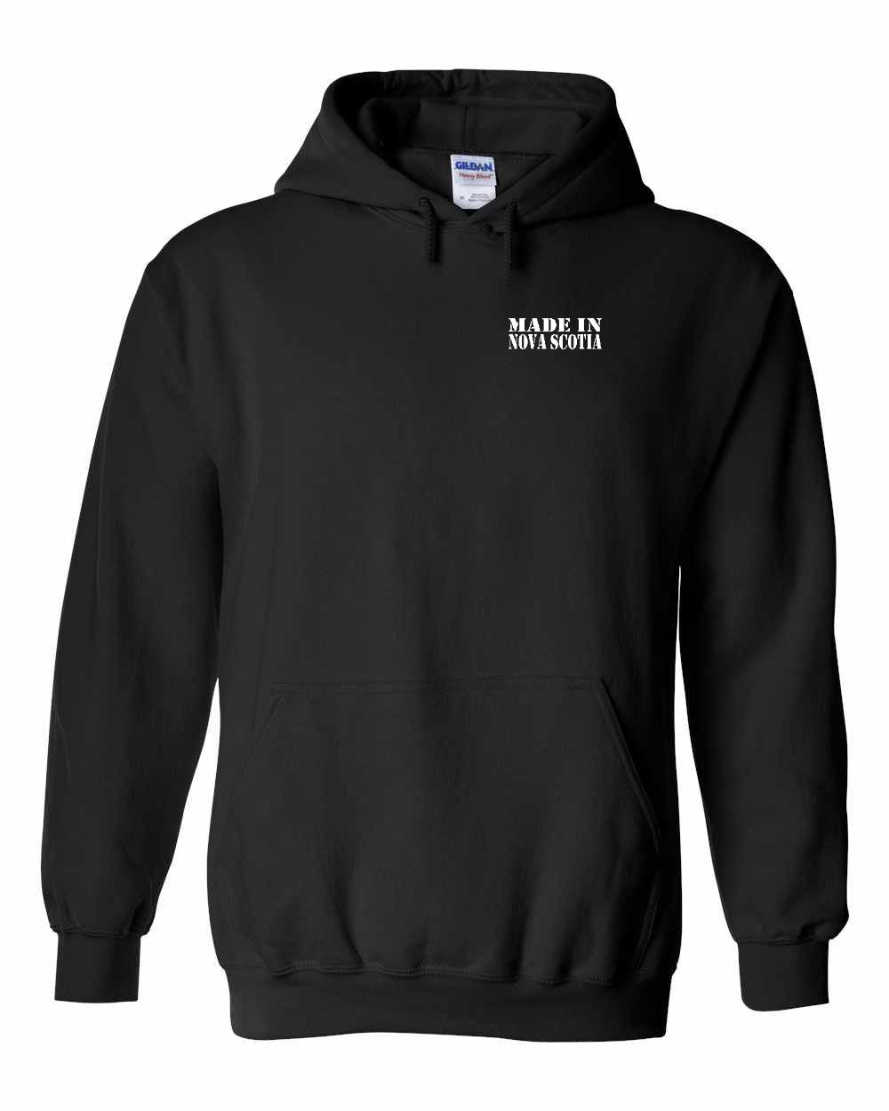 Made In NS ( White Lettering) Left Chest and Back Pullover Hoodie - Unisex