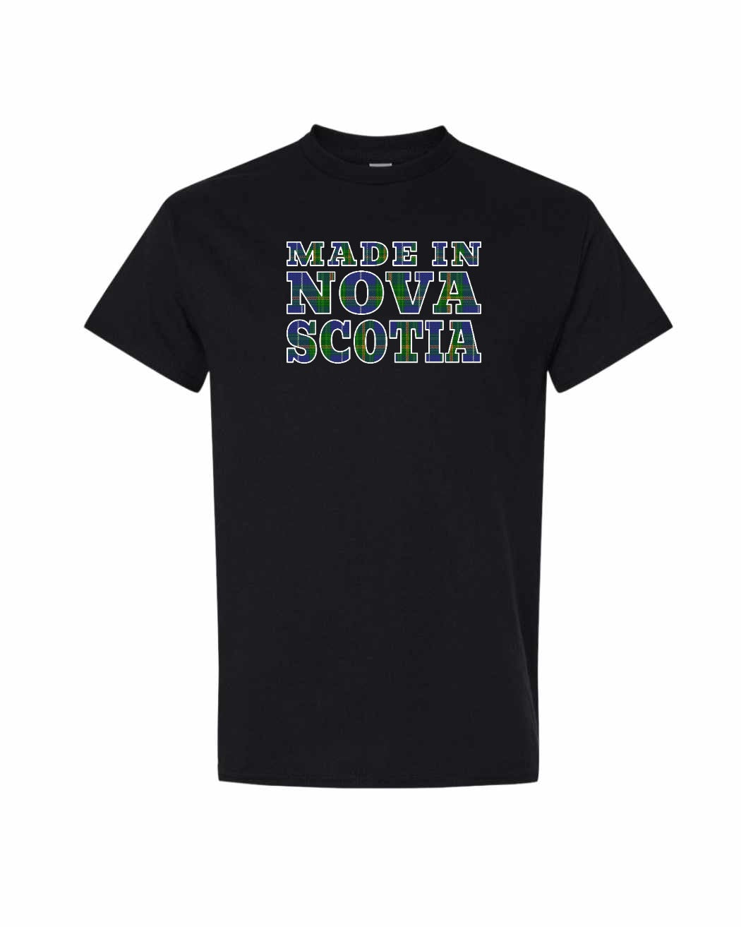 Made In Nova Scotia ( Tartan Lettering) Full mens-tee