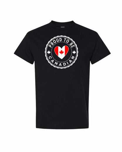 Proud to be Canadian heart flag Tee - Gildan Canada (sewn Internationally)