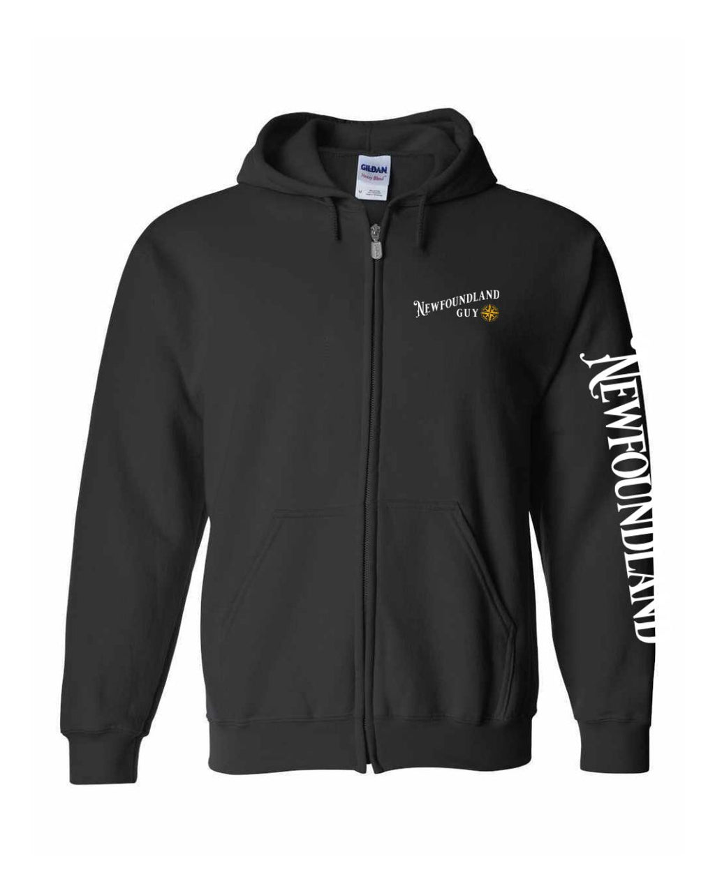 NFLD Guy Yellow Compass Left Chest And Sleeve Zip Hoodie - Unisex
